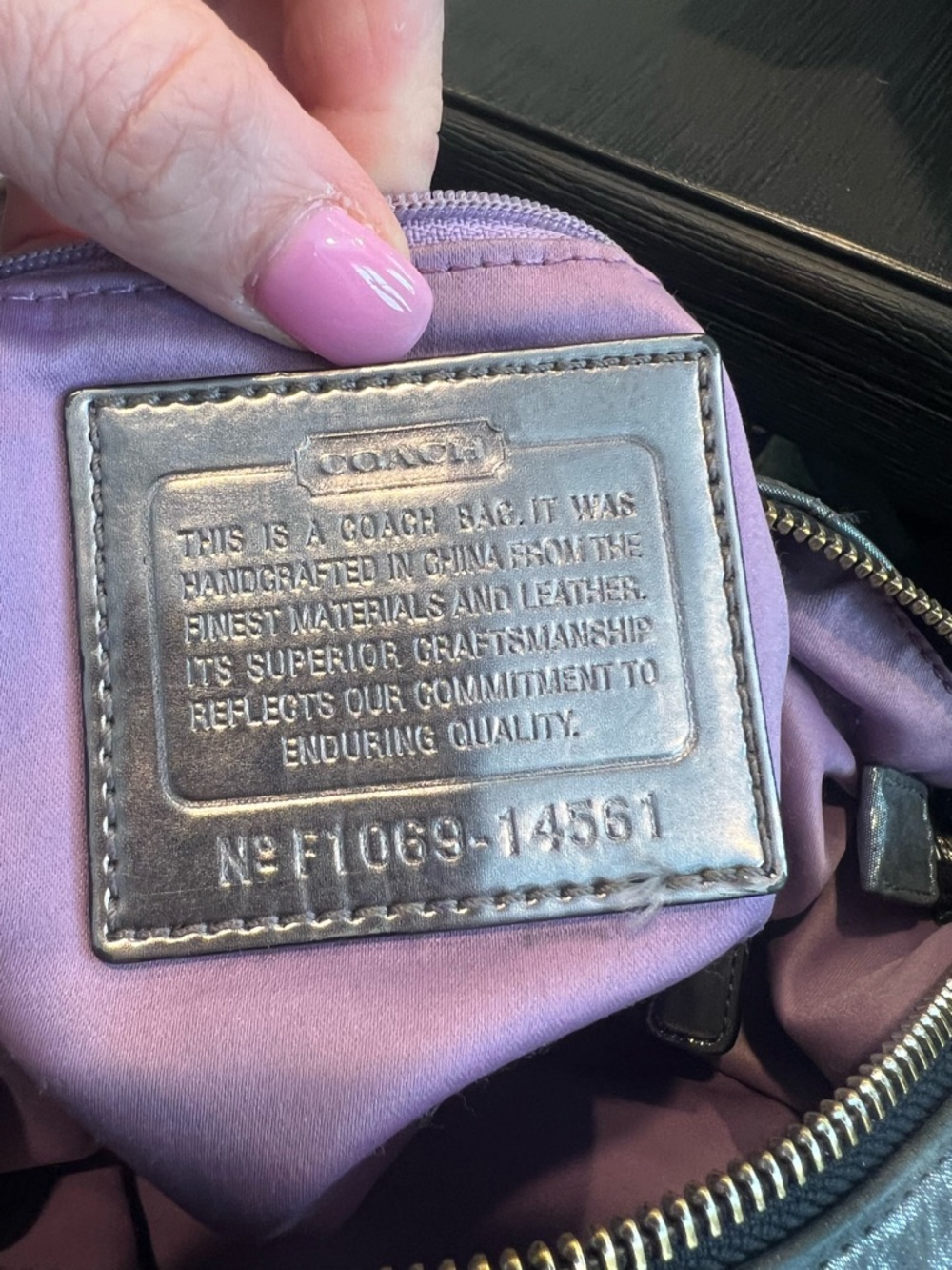 Coach 14561 Poppy Metallic Silver Leather Double Front Pocket Bag - Picture 11 of 16
